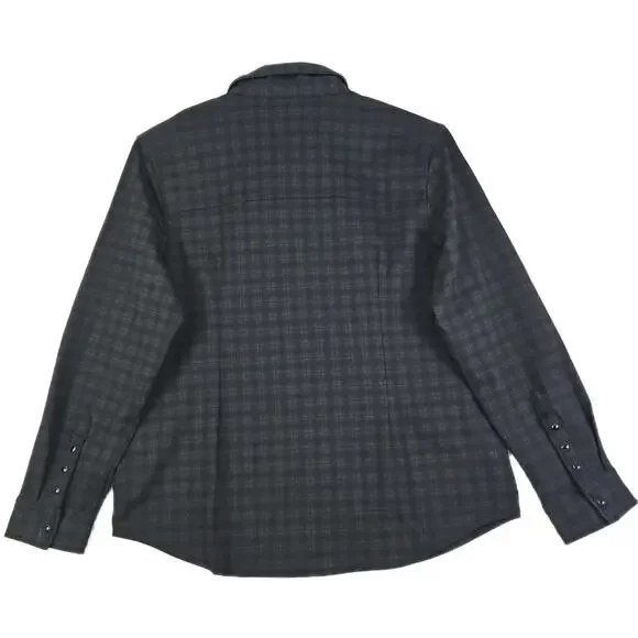Scott James ~Men's Size XL~ Heavy Shirt Navy/Black Plaid Pearl Snap Button Down.